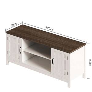 E1ขาตั้ง<span class=keywords><strong>ทีวี</strong></span>สีขาว<span class=keywords><strong>120</strong></span>ซม. MDF พร้อมชั้นวางสื่อแบบปรับได้ด้านบนเป็นไม้โอ๊ค - Product Image 4