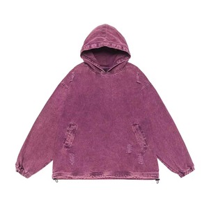 Sweat à capuche vintage pour homme en coton 100% de haute qualité avec fermeture éclair, broderie personnalisée, design lavé tendance - Product Image 2