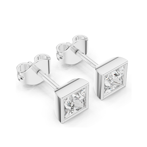 Pendientes de Diamante de Laboratorio de 0.88 CT con Corte Princesa para Mujer, Claridad VVS-VS EF, Oro de 18KT, 14KT, 10KT y Plata 925, Oro Rosa, Amarillo - Product Image 4