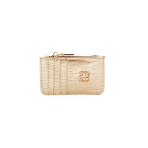 Porte-cartes de visite en PU à motif crocodile doré - Product Image 1