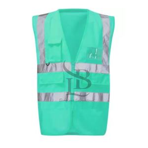 เสื้อกั๊กนิรภัยสีเขียวสะท้อนแสงชุดทำงานทำจากโพลีเอสเตอร์เพื่อความปลอดภัยในการวิ่งเสื้อกั๊กใส่ทำงาน - Product Image 4