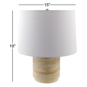 Elégante lampe de bureau en marbre carré rouge avec abat-jour en tissu Lampe d'appoint en pierre qui filtre la lumière pour une touche d'élégance - Product Image 3