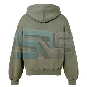 Sudadera con capucha y cremallera de mezcla de algodón básico para hombre, chaqueta holgada con capucha y logotipo personalizado para Fitness, sudadera informal de moda de invierno - Product Image 2