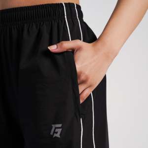 Limitless <b>Black</b> High Waist Track <b>Pants</b> XL Size Woolen Woven Baggy Hip Hop Customizable Side Stripe Pleat Color Pattern Stripe - Product Image 6