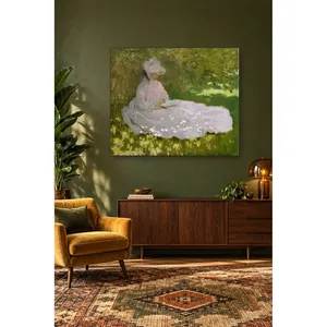 Fida Monet Femme lisant dans l'ombre d'un arbre Impression sur toile - Product Image 3