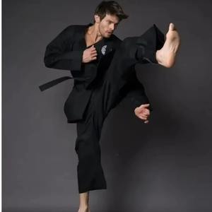 Conjunto de uniforme de Taekwondo con bordado negro, pantalones y abrigo, ropa hermosa, uniforme de entrenamiento de Karate - Product Image 2