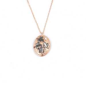 Collier en argent sterling 925 à motif de trèfle à quatre feuilles avec pierres blanches et noires, cadeau idéal pour les amateurs de plantes - Product Image 4