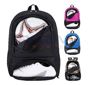 Nouveau sac à dos de football personnalisable avec doublure en polyester, bandoulière arquée, fermeture éclair – Conception avec compartiment pour ballons de sport - Product Image 2