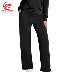Custom logo Long Sleeve With Drawstring Design Elastic Waist Flared <b>Pants</b> Can Be Customized design - Product Image 1