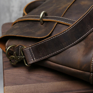 Vintage Genuine Leather Laptop Messenger Protective Shoulder Bag Durable Office Use Zipper Closure - Product Image 6