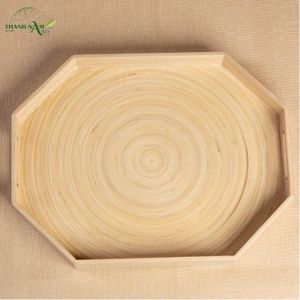 Plateau en bambou laqué octogonal moderne, fait à la main, léger, écologique, durable, durable, sans danger pour les aliments, utilisation domestique décorative - Product Image 4
