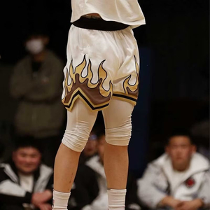 กางเกงบาสเก็ตบอลขาสั้นปักลายตาข่ายแนวย้อนยุคมีกระเป๋าสำหรับใส่เล่นกีฬายิมอเมริกันชิคาโก - Product Image 2