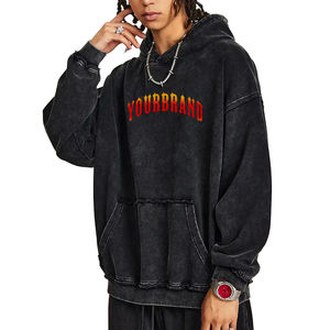 Épaule tombante personnalisée sans ficelle vierge lavage à l'acide Baggy Hoodies 100% coton lourd pull hommes Hoodies & Sweatshirts - Product Image 1