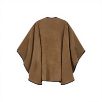 Cape de luxe en mélange de laine et de cachemire marron 2026 pour femme, 100 % haute qualité, chaude, écologique, coupe-vent, avec col en fourrure de renard pour l'hiver