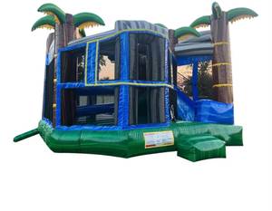 Gran Castillo Inflable Blanco de PVC Barato para Niños con Tobogán, Piscina y Piscina de Pelotas - Product Image 1