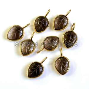 Colgante de hoja tallada de cuarzo ahumado Natural de la mejor calidad con aspecto Natural y toque elegante para regalo de mujer y uso de fiesta - Product Image 5