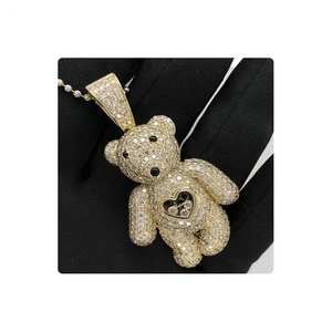 Colgante de Diamante Real de oro amarillo de 14kt estilo oso de peluche de alta demanda 4.25ct VS SI Pureza Hecho EN LA India - Product Image 3