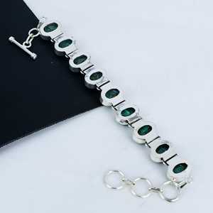 Indian Handmade Vintage Style 925 Sterling <b>Silver</b> Bezel Set Copper Malachite <b>Charm</b> <b>Bracelet</b> Boho & Hippie Unisex Christmas Gift - Product Image 1