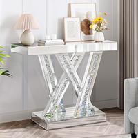 Table console moderne de luxe en diamant écrasé avec miroir, meubles de salon, ensembles de miroirs décoratifs muraux, vente en gros, directement de l'usine