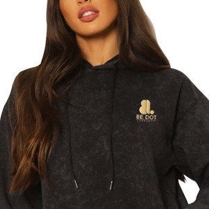 Nueva llegada lavado ácido Vintage desteñido desgastado mujeres sudadera de gran tamaño poliéster algodón invierno Casual patrón sólido - Product Image 6