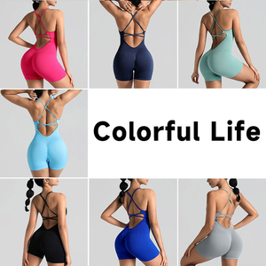 ชุดบอดี้สูทสำหรับเล่นกีฬาแบบไร้ตะเข็บของผู้หญิงจัมพ์สูทโยคะชิ้นเดียวสำหรับยิมฟิตเนสและชุดเสื้อผ้าโยคะ - Product Image 3