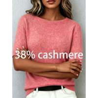 Pull-over en laine/cachemire pour femme - Col rond - Respirant - Chaud - Anti-boulochage