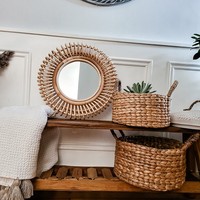 Miroirs naturels faits à la main de tailles personnalisées avec logo, cercle de forme ronde, miroir mural suspendu, décorations de chambre