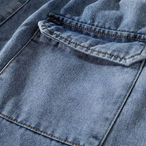 Precio de fábrica Comfort Plus Size Men Denim Jeans con diseño de bolsillo Light Blue Half Jeans Shorts Cintura elástica Jeans Shorts - Product Image 6