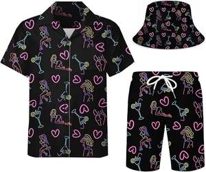 Traje de Playa de Verano para Hombre, Estilo Resort junto al Mar, Camisa de Manga Corta Estilo Hawaiano con Pantalones Cortos para Hombre, Conjunto de Dos Piezas - Product Image 1