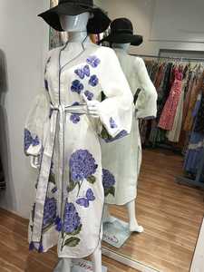 Vestido Maxi Blanco Bordado con Mangas Largas Abullonadas, Vestido Largo de Algodón con Bordado Floral para Mujer, Vestido Maxi Musulmán de Noche para Mujer - Product Image 3