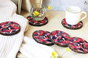 Ensemble de sous-verres en bois massif naturel, style bohème, écologique, fait à la main, imprimé coloré, pour les boutiques de cadeaux de détail, prix bas - Product Image 4