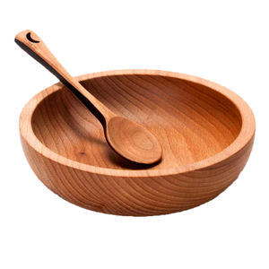 Tazón para servir palomitas y frutas de Color marrón de diseño Simple, uso para Hotel, forma redonda, tazón de madera pura 100% - Product Image 3