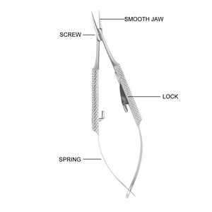 Pince à micro-aiguilles Hot Barraquer Troutman, pince à verrouillage incurvée, 10 cm, acier inoxydable, manuelle, certifiée CE par Surgiright Instrument - Product Image 4