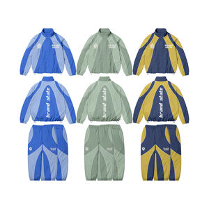 Conjunto de dos piezas de otoño con estampado personalizado para mujer, chaqueta cortavientos de algodón 100% reflectante transpirable, chándal corto con cremallera - Product Image 2