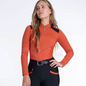 High Quality OEM <b>Ladies</b> Horse Riding Competition <b>Shirt</b> <b>Polo</b> Performance Base Layer for Training and Equestrian Sports on Sale - Product Image 2