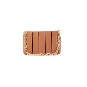 Bolso de hombro a rayas de cuero color canela - Product Image 4
