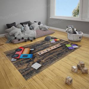 Alfombra Estampada Vibrante: Habitación de Niño, Juego, Tren, Niños, Fácil de Limpiar, Antideslizante, con Pelo Suave - Product Image 4