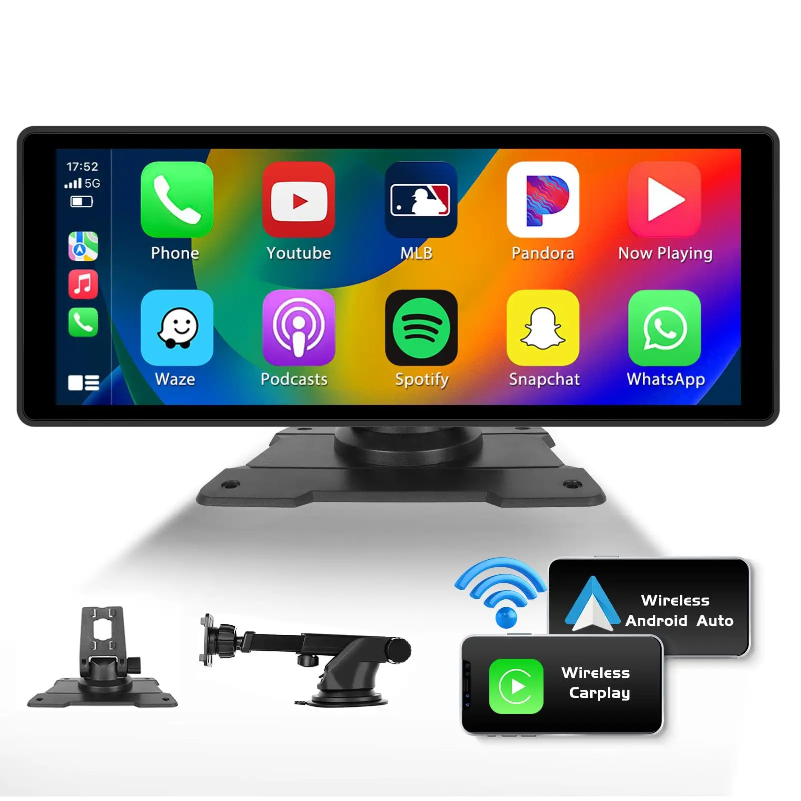 10.26'' Wireless IPS Touch Screen Portable Screen Carplay Android Auto For Universal Auto Carplay Screen