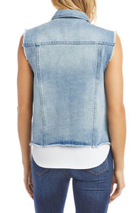 Femmes Denim Jean Gilet Classique Junior Bouton Up Respirant Veste Recadrée En Détresse Sans Manches Jean Veste - Product Image 2