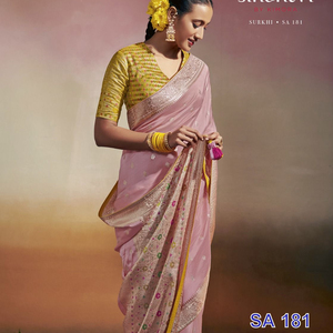 ส่าหรีดีไซน์สวยงานปาร์ตี้ผ้าแจ็คการ์ดแบบคลุมตัวล่าสุด - Product Image 3