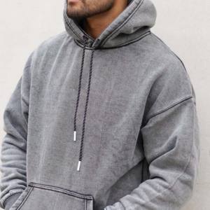 Top qualité hiver Street Wear 400gsm lavage à l'acide fermeture éclair complète nous en détresse broderie Patch pull à capuche hommes et sweats garçon - Product Image 4