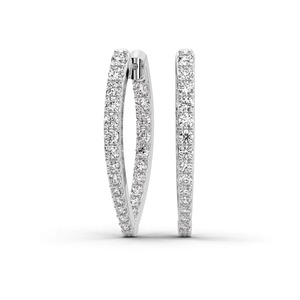 Grand <b>Round</b> Lab Grown Diamond Hoop Earrings 2 Ct Tw F-G Color VS Clarity 14K Solid Gold Red <b>Carpet</b> Worthy Full Pave Shine - Product Image 2