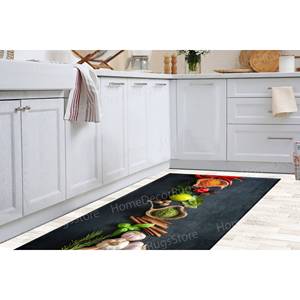 Tapis imprimé : Tapis de cuisine moderne aux épices, grand, facile à nettoyer, tapis en chenille - Product Image 3