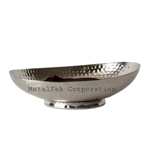 Silver Hammered Aluminum Decorative Bowl Luxury Metal Centerpiece Serving Tray Pedestal Fruit Bowl Modern Home Wedding Tableware - Product Image 4