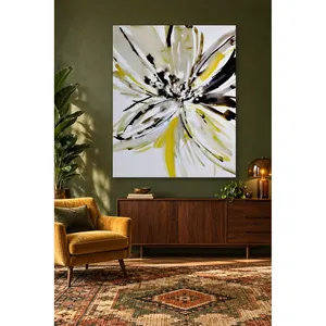 Fida Yellow Black Watercolor Blooming Flower <b>Canvas</b> Print - Product Image 5