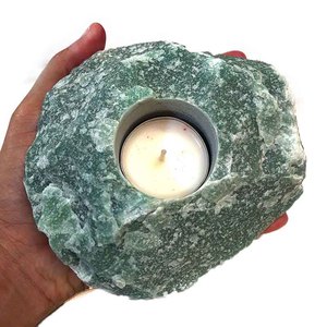 Portavelas de piedra natural Aventurina verde portavelas de cristal natural Cristal de piedras preciosas Reiki curación suministro mayorista - Product Image 6