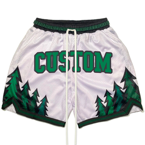 Short de basket-ball classique imprimé respirant à contrôle moyen personnalisable pour hommes avec poches été antibactérien à séchage rapide - Product Image 6