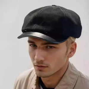 New <b>Mens</b> Genuine Leather Baseball <b>Hat</b> Vintage High Street Casual Autumn <b>Winter</b> Berets Cap Male Natural <b>Hat</b> - Product Image 5