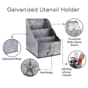 Best Sale Galvanized Utensil Holder Kitchen Storage Countertop Restaurant Hotel Silverware Holder - Product Image 3
