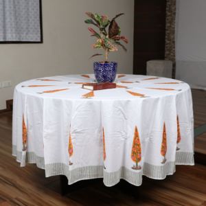 Luxury Handmade Floral Printed Cotton <b>Table</b> <b>Cloth</b> Set - Product Image 3